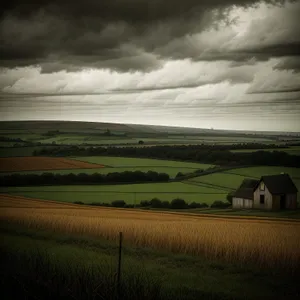 Vast Open Skies Above Picturesque Countryside Landscape