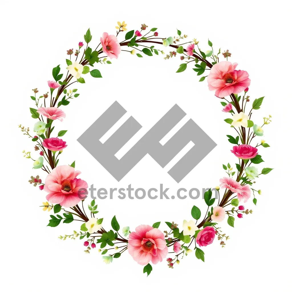 Picture of Ornate floral border design with retro elements.