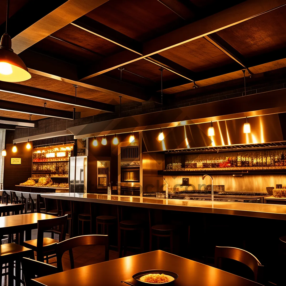 Picture of Modern Interior of Chic Restaurant & Bar