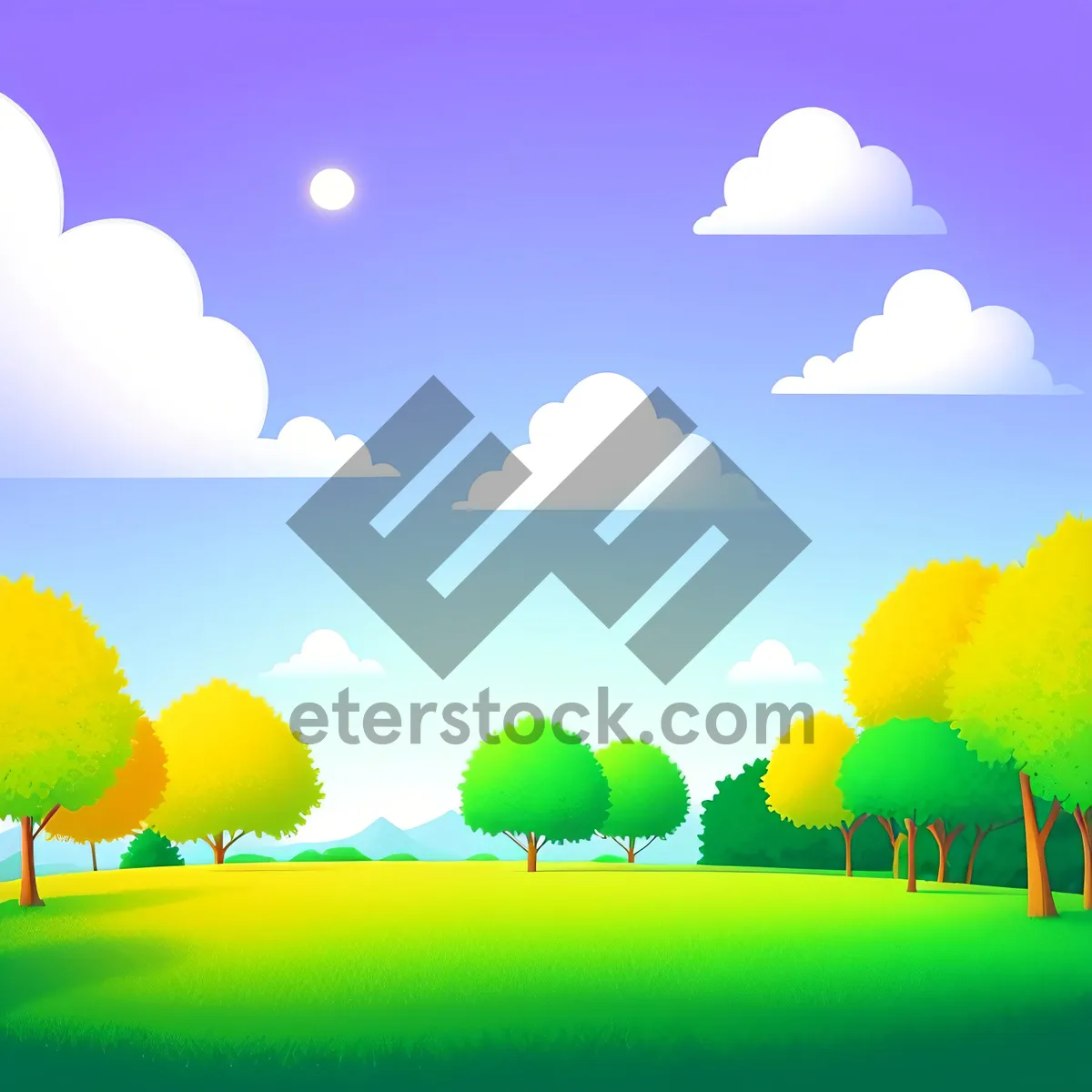 Picture of Vibrant Summer Landscape with Oak Tree and Rolling Meadows