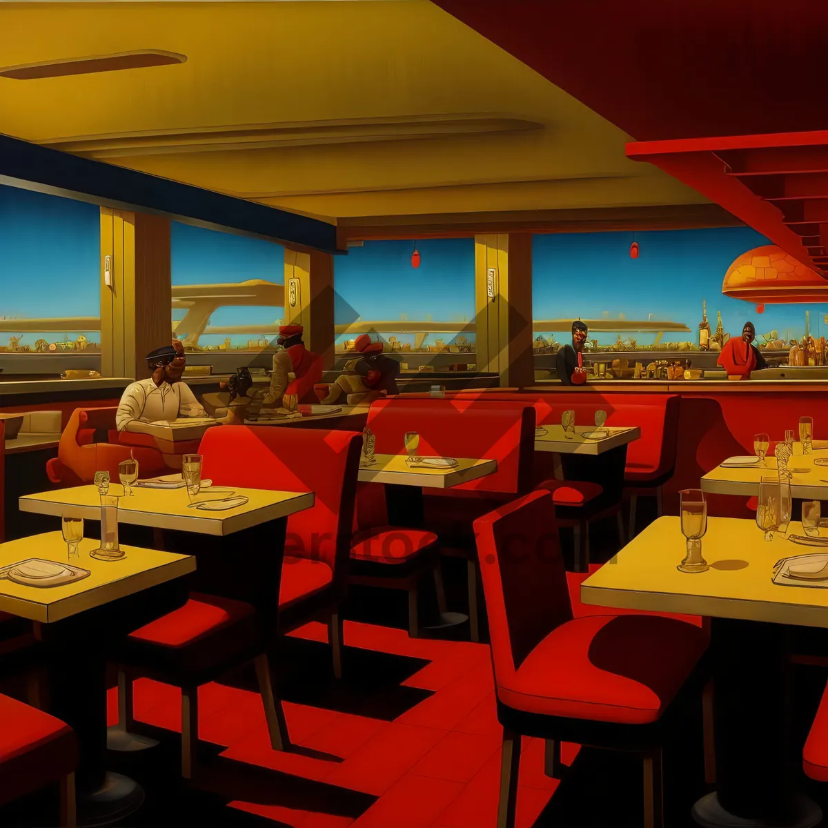 Picture of Modern restaurant interior design with luxury furniture