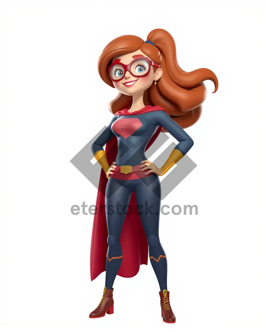 Picture of Cartoon superhero with cape in artistic style