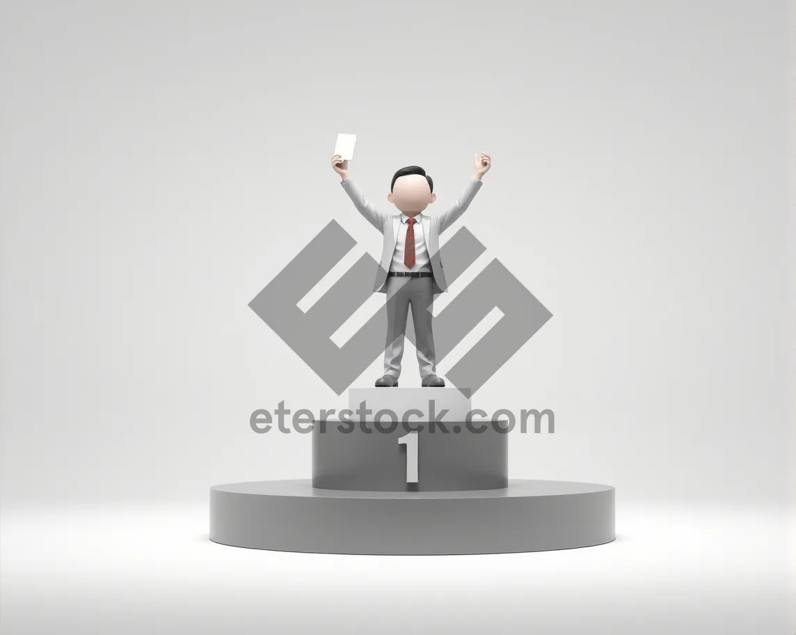 Picture of Bronze Business Man Icon - 3D Render Success Character