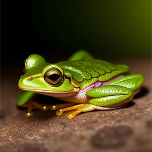 Vibrant Eyed Tree Frog: Nature's Colorful Abstraction