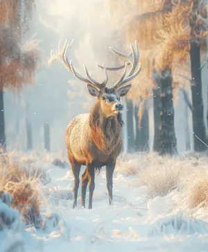 Majestic Buck in National Park Grazing on Grass