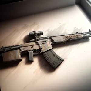 Modern military assault rifle with metal construction