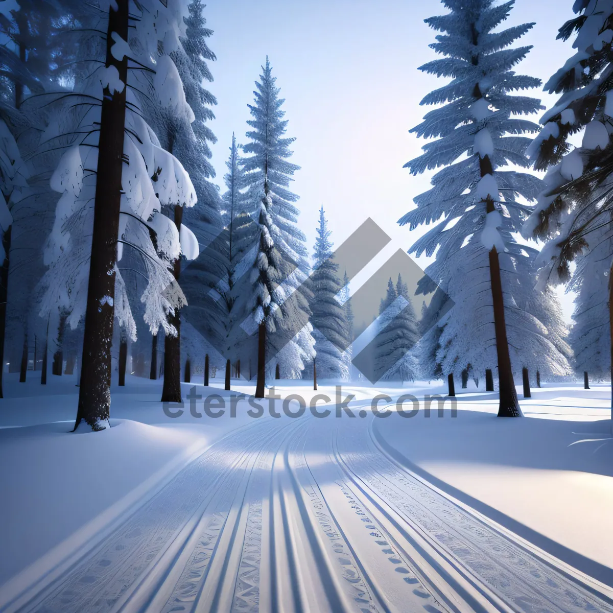 Picture of Winter Wonderland: Frosty Forest with Snowy Mountains