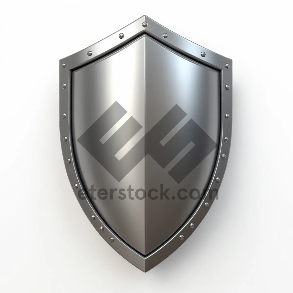 Picture of Shiny metal shield emblem with heart symbol icon