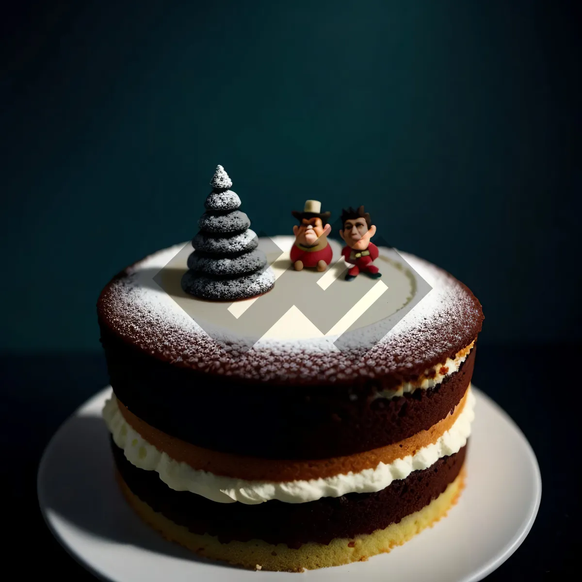Picture of Delicious birthday cake with chocolate icing and fruit