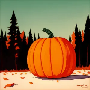 Festive pumpkin and leaf decoration for autumn season