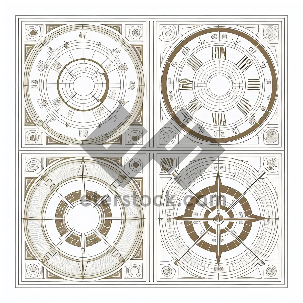 Picture of Antique Clock Gear Symbol: Retro Black Graphic Design