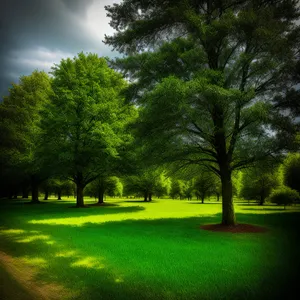 Lush Forest Landscape with Towering Trees