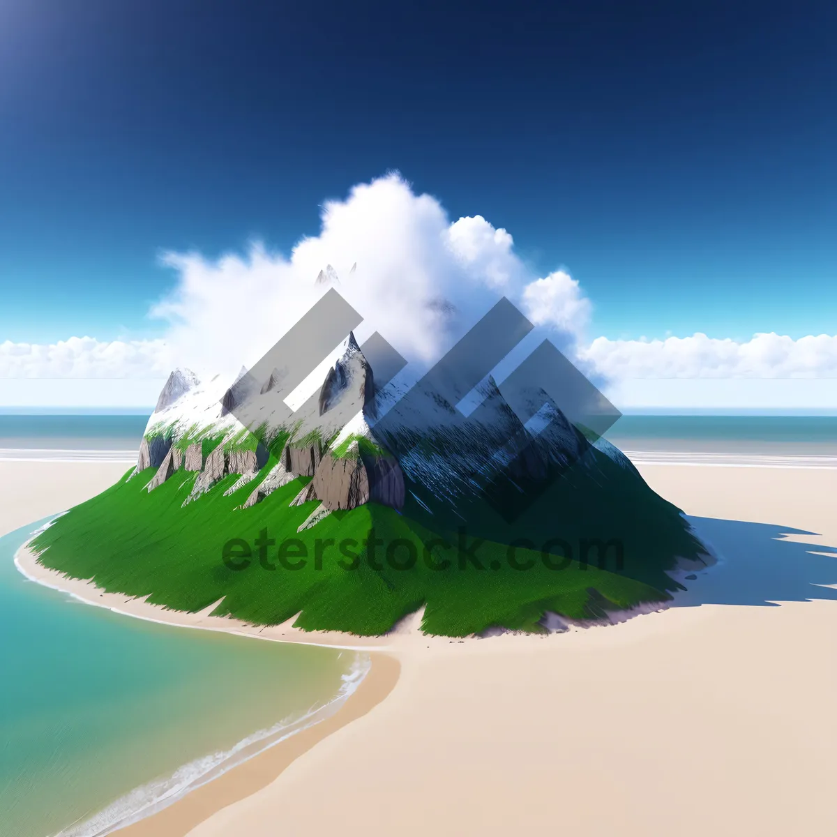 Picture of Serene Summer Skyline Over Turquoise Beach