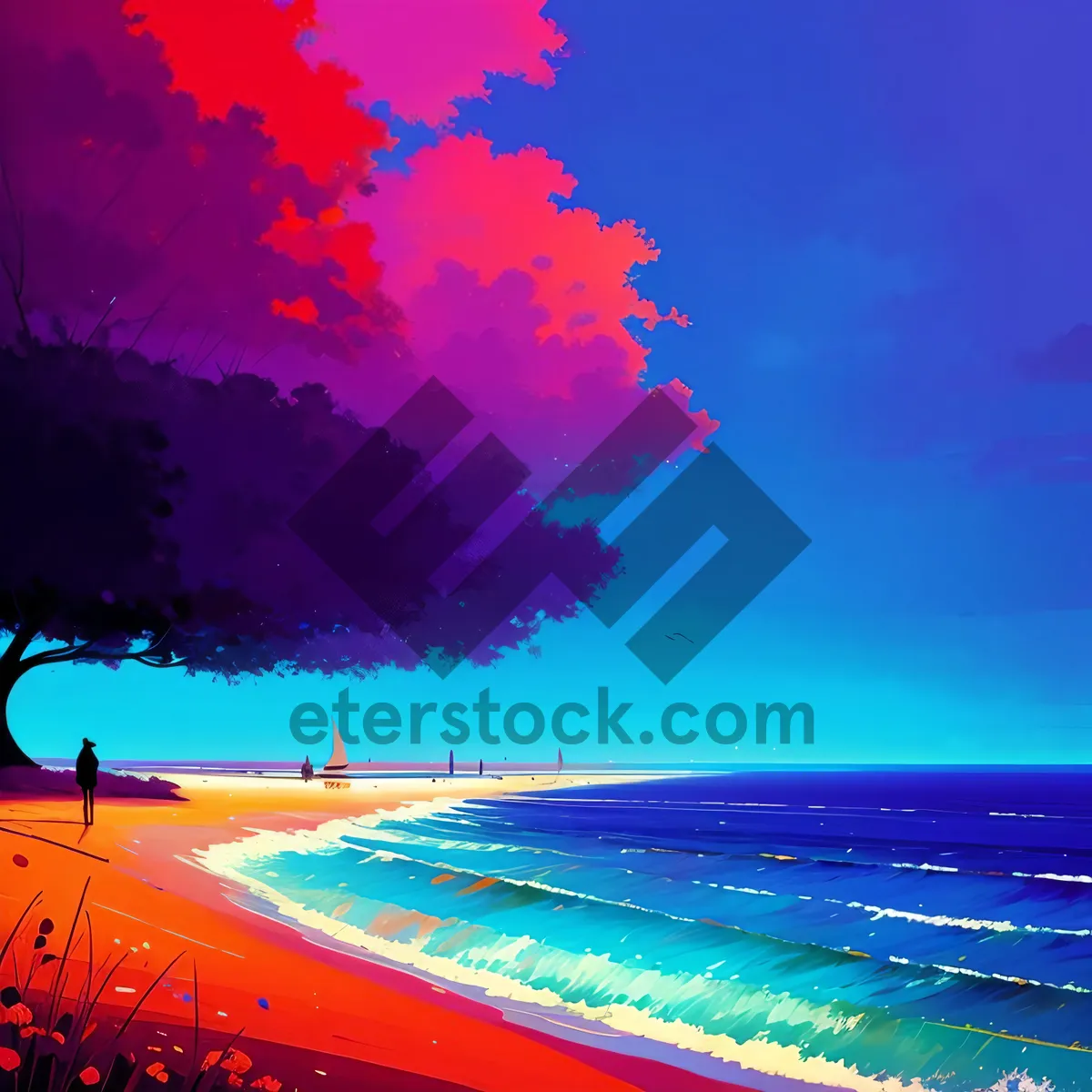 Picture of Tranquil Coastal Sunset Over Tropical Waters