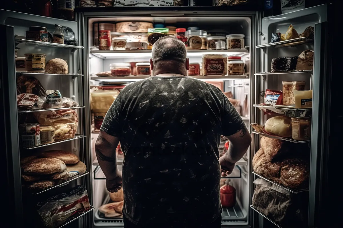 Picture of Man shopping for refrigerator in supermarket store