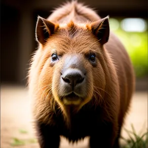 Wild Brown Bear Grazing in Grass