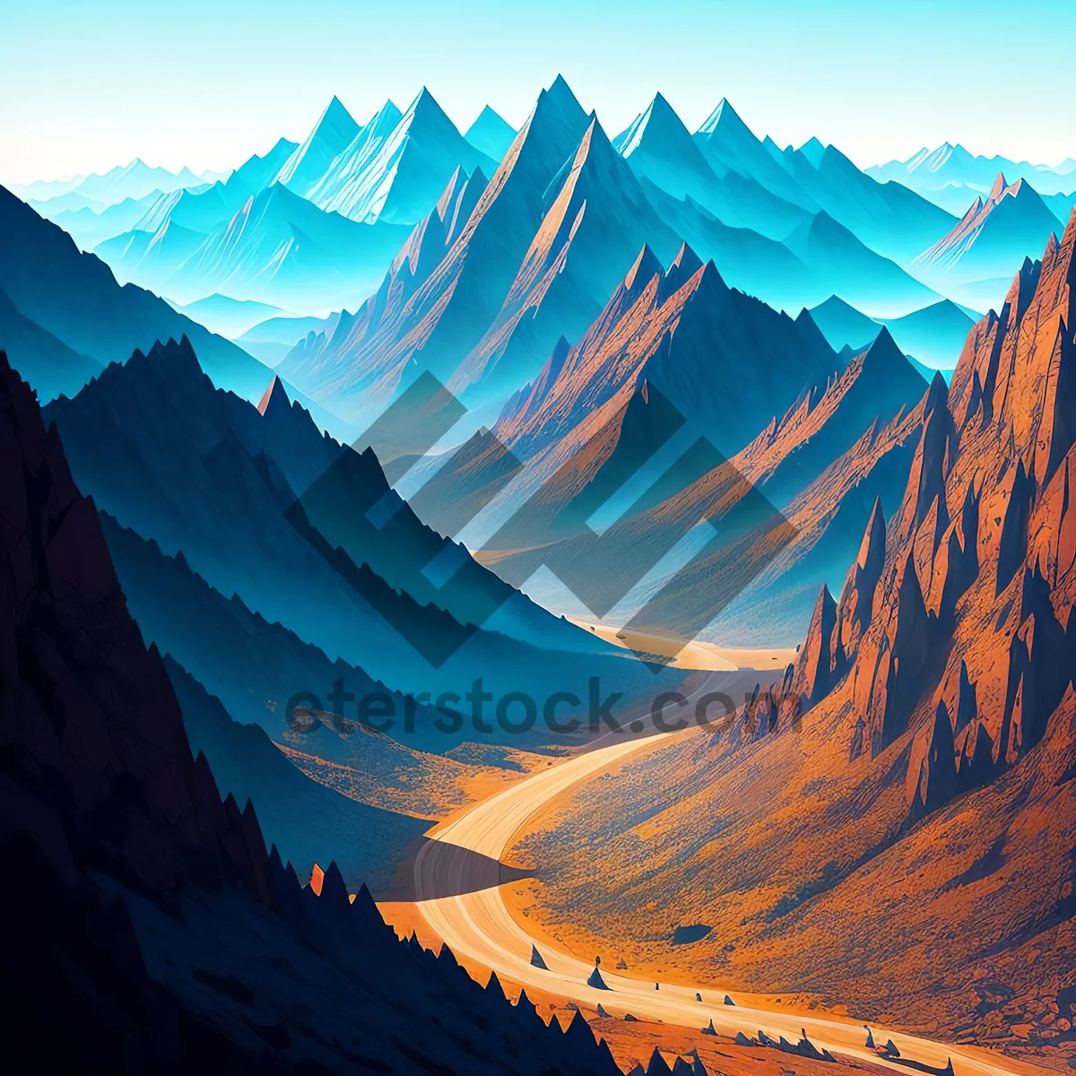 Picture of Grand Canyon Landscape with Majestic Mountains and Clear Skies