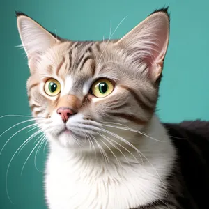 Playful striped kitten with captivating eyes