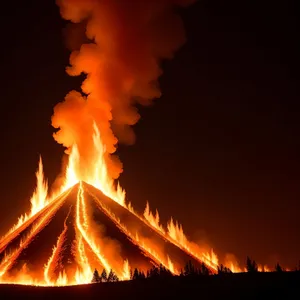 Fiery Blaze: Hot Orange Bonfire Igniting Inferno