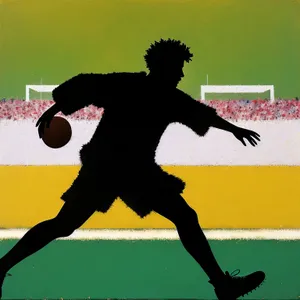 Black silhouette man dancing with ball in competition