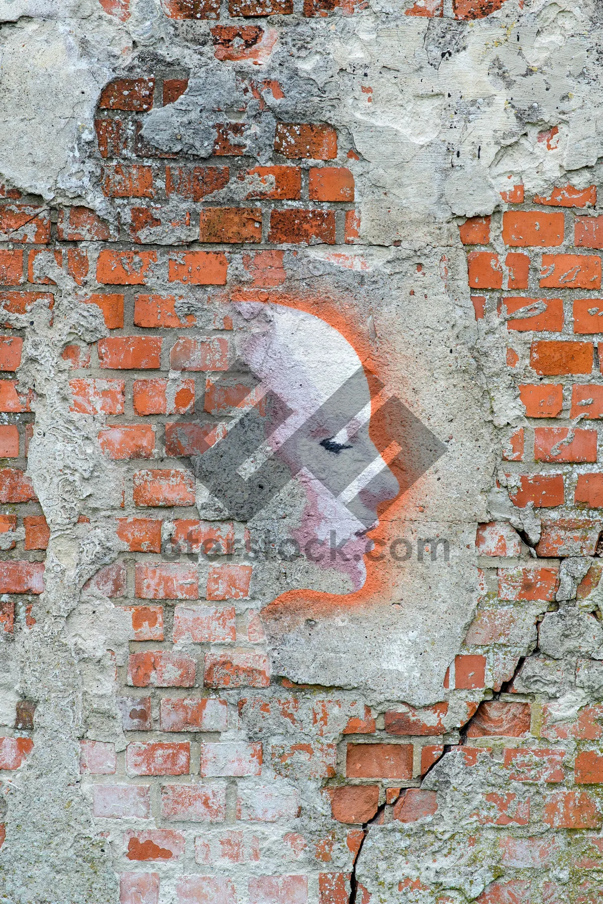 Picture of Old city brick wall texture background in orange tones