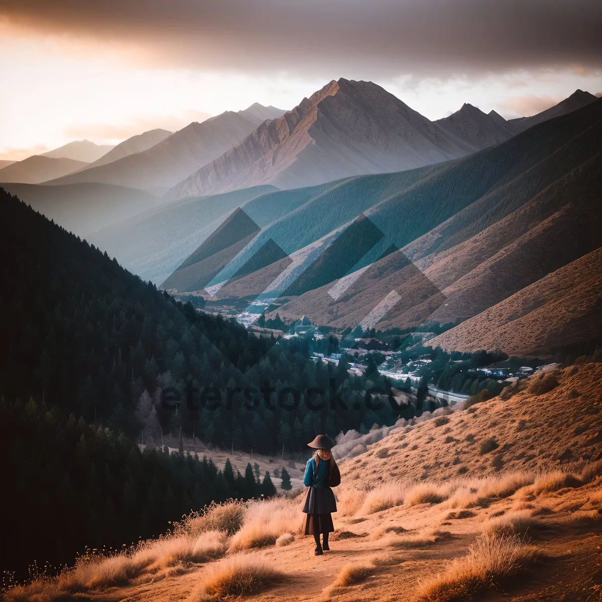 Picture of Snow-capped Mountain Majesty: Alpine Serenity in Highland Landscape