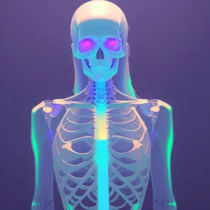 Transparent 3D Human Skeleton with Spinal Anatomy