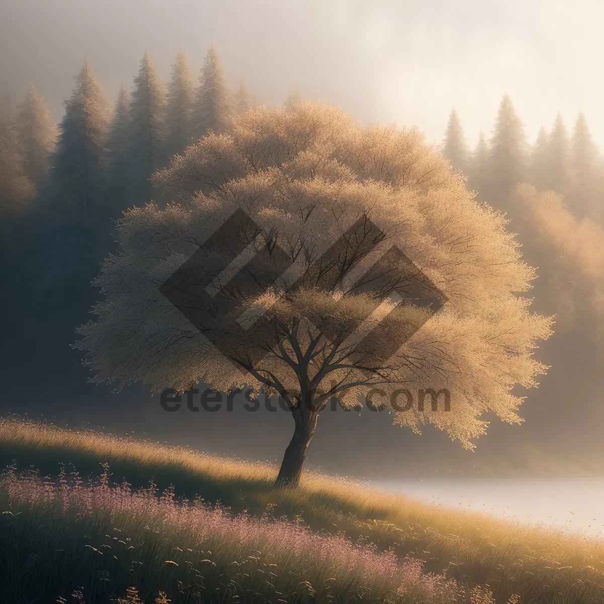 Picture of Autumn Sunset Over Rural Countryside
