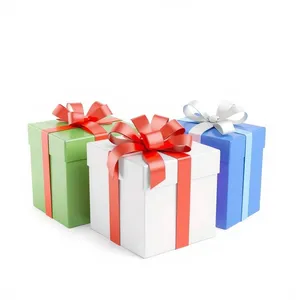 Festive 3D gift box with ribbon and bow