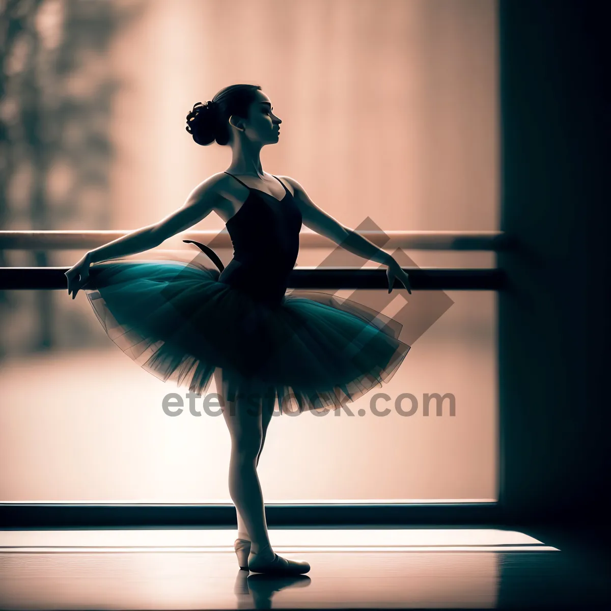 Picture of Elegant Ballerina Gracefully Performing Dance Routine