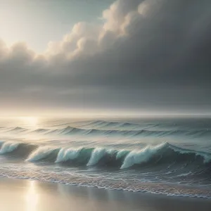 Beach Bliss: Majestic Sunset over Ocean