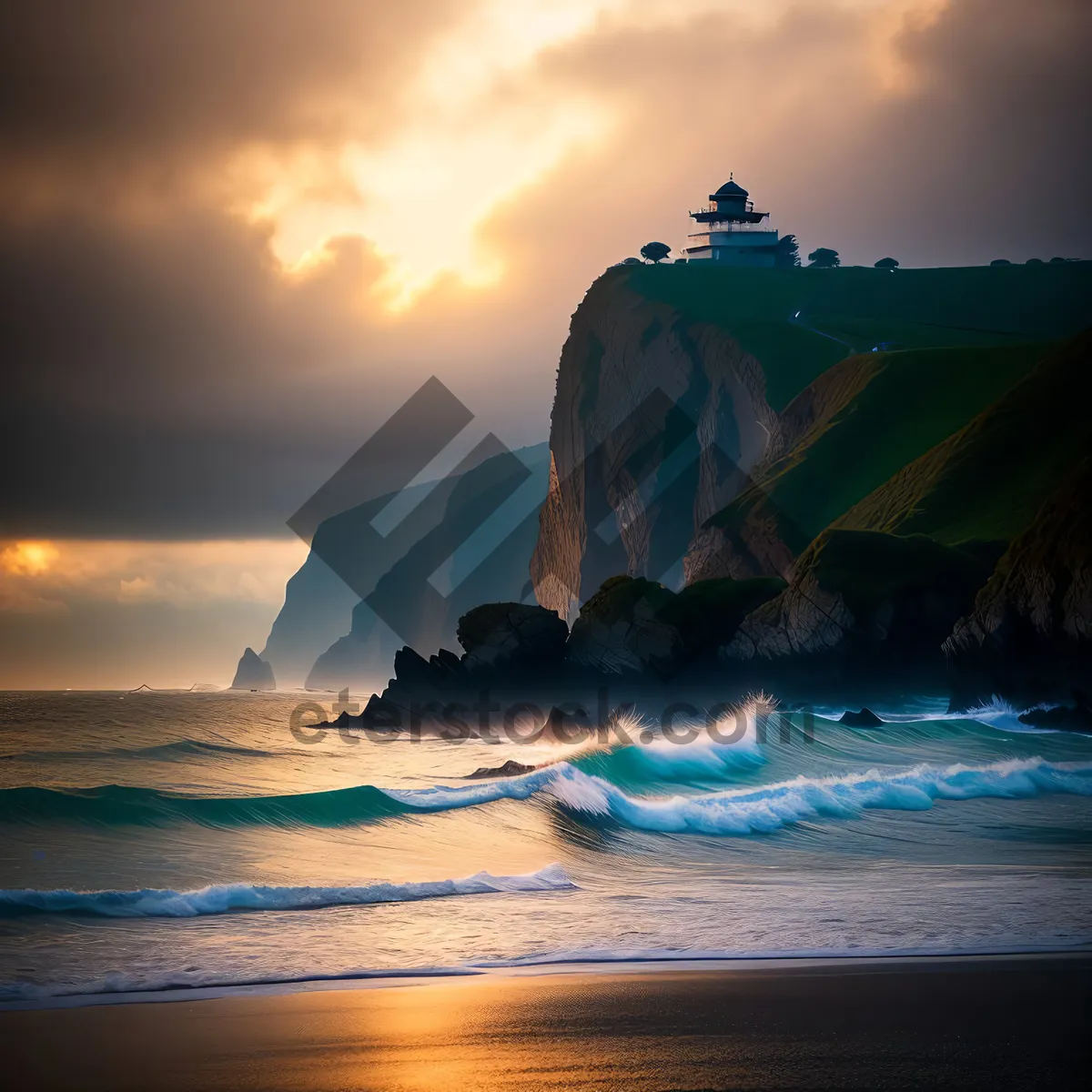 Picture of Sunset Serenity: Coastal Waters Embracing the Beach.