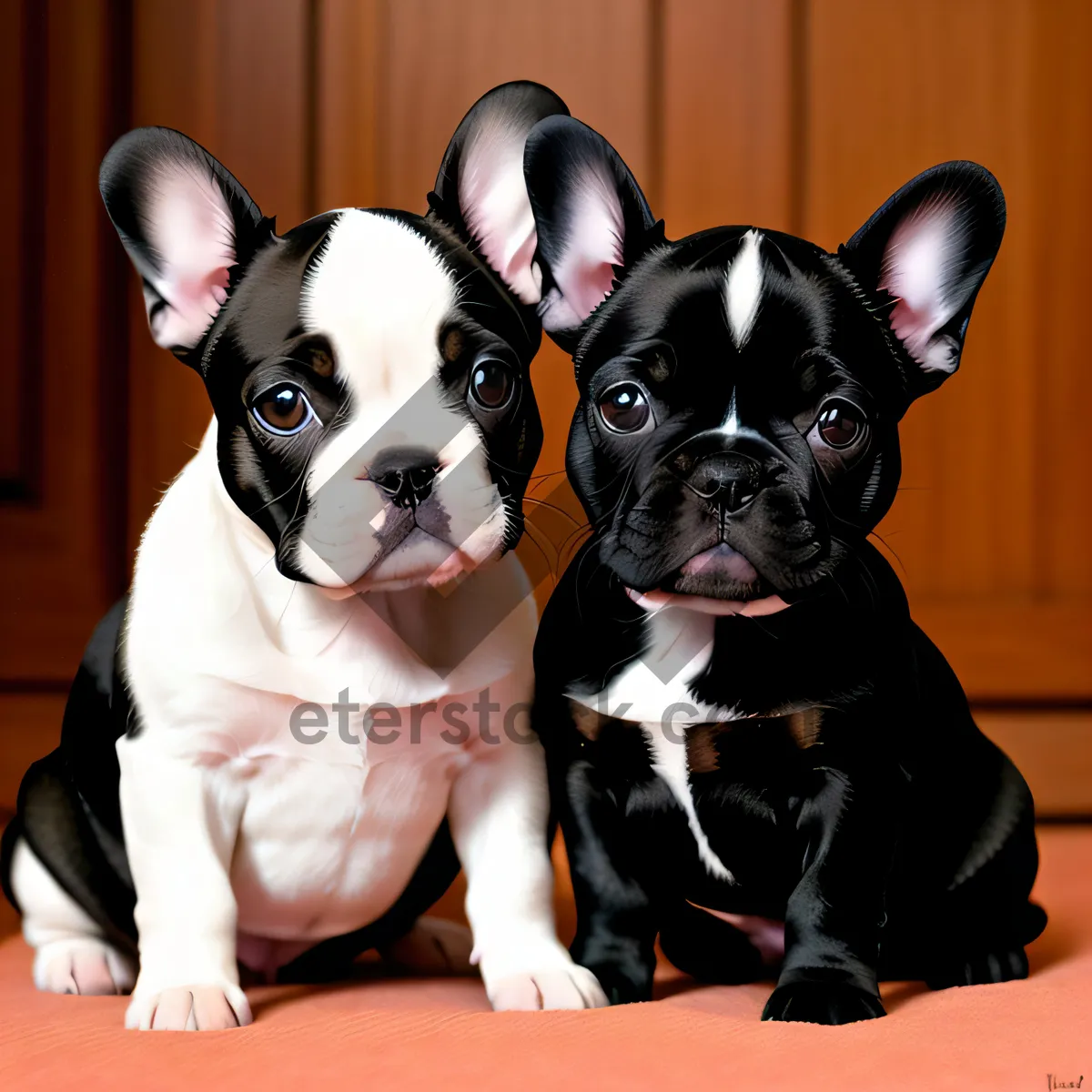 Picture of Sitting Bulldog puppy, irresistibly adorable with its delightful wrinkles on display
