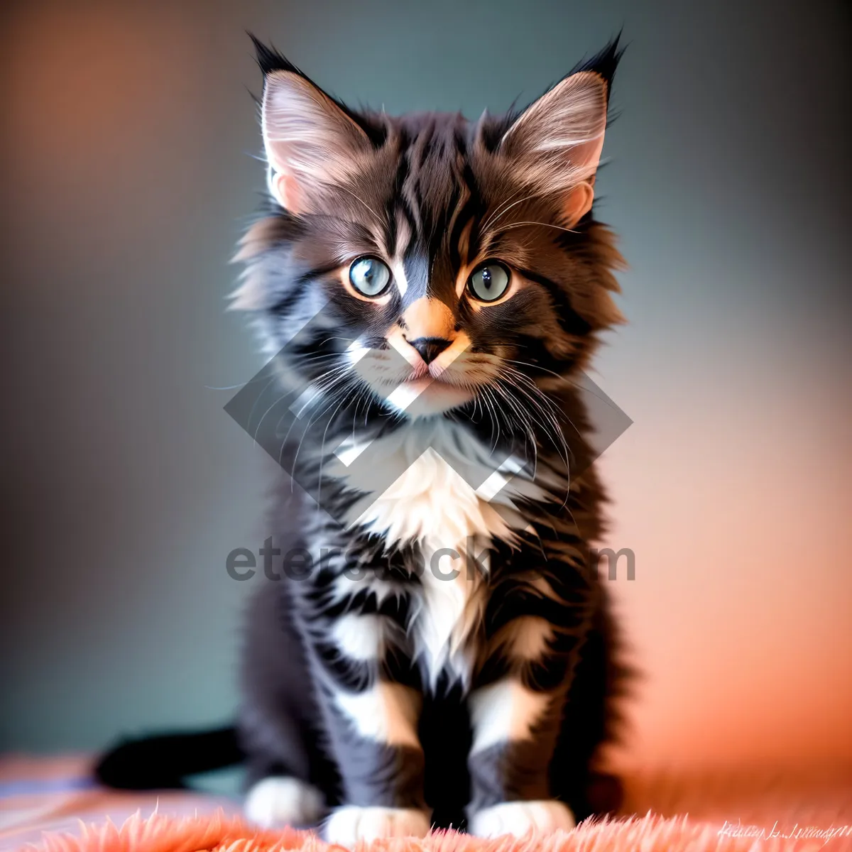 Picture of Adorable Baby Kitten with Striped Fur and Curious Eyes