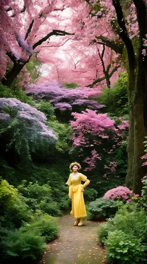 Rhododendron garden in a picturesque park landscape.