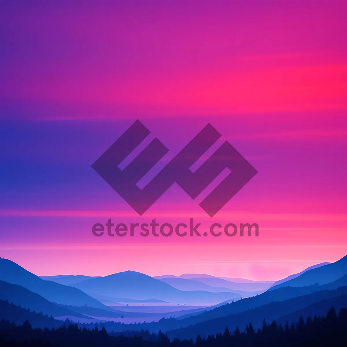 Picture of Golden Horizon: Serene Sunset Over Majestic Mountain Range