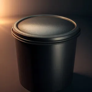 Metal Ashcan with Empty Cup