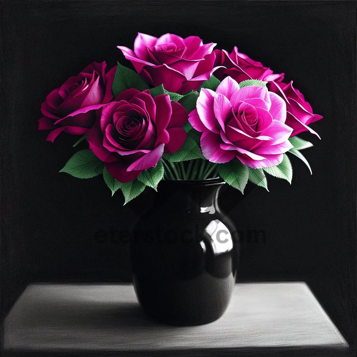 Picture of Romantic Pink Rose Bouquet in Vase