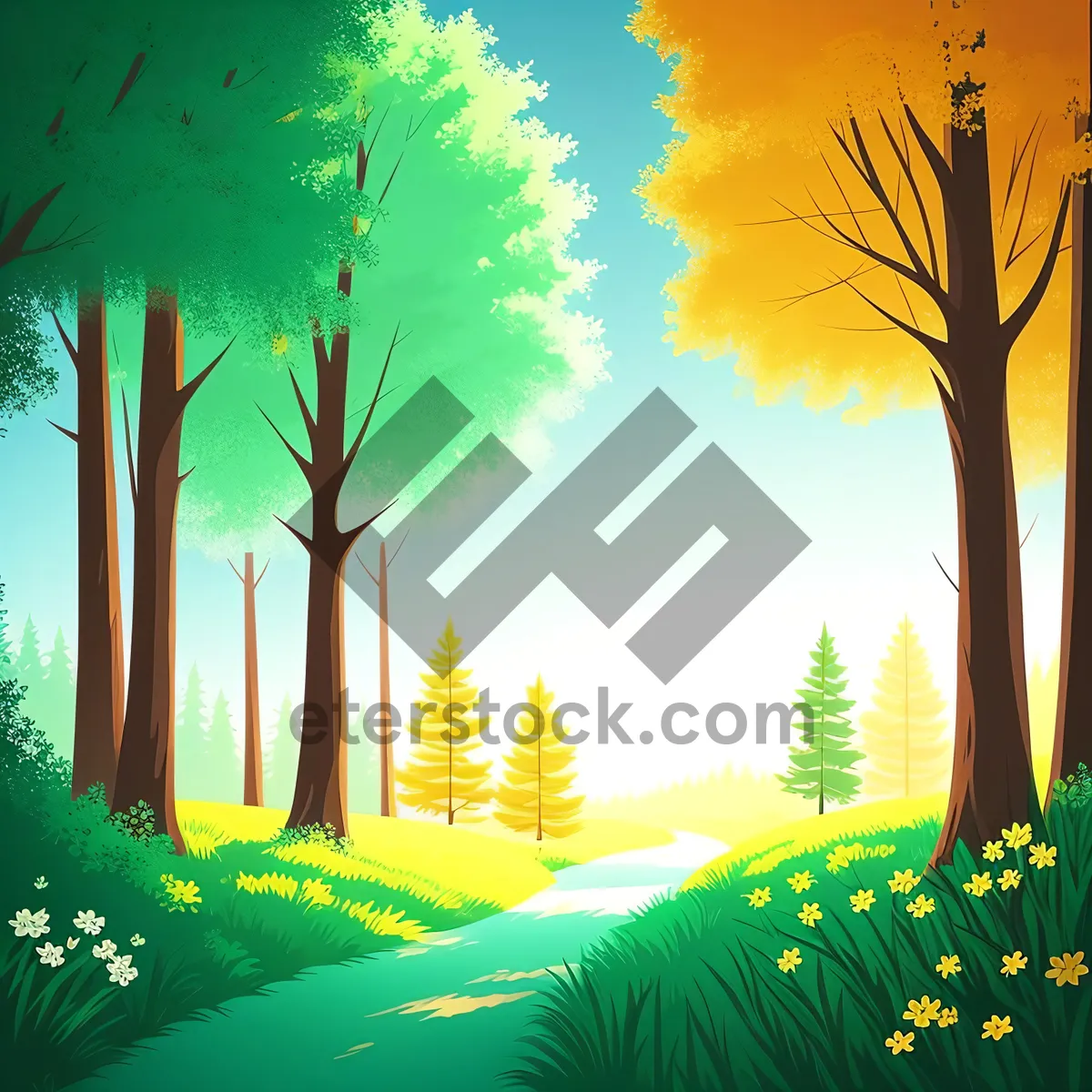 Picture of Summer Silhouette: Serene Sunlit Cemetery Landscape