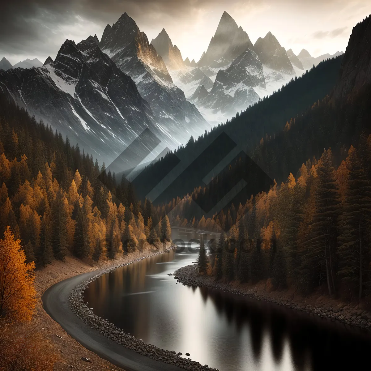 Picture of Majestic Mountain Reflection in Tranquil Lake