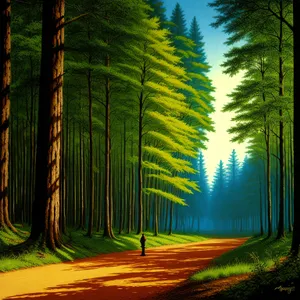 Sunlit Forest Scene with Majestic Trees