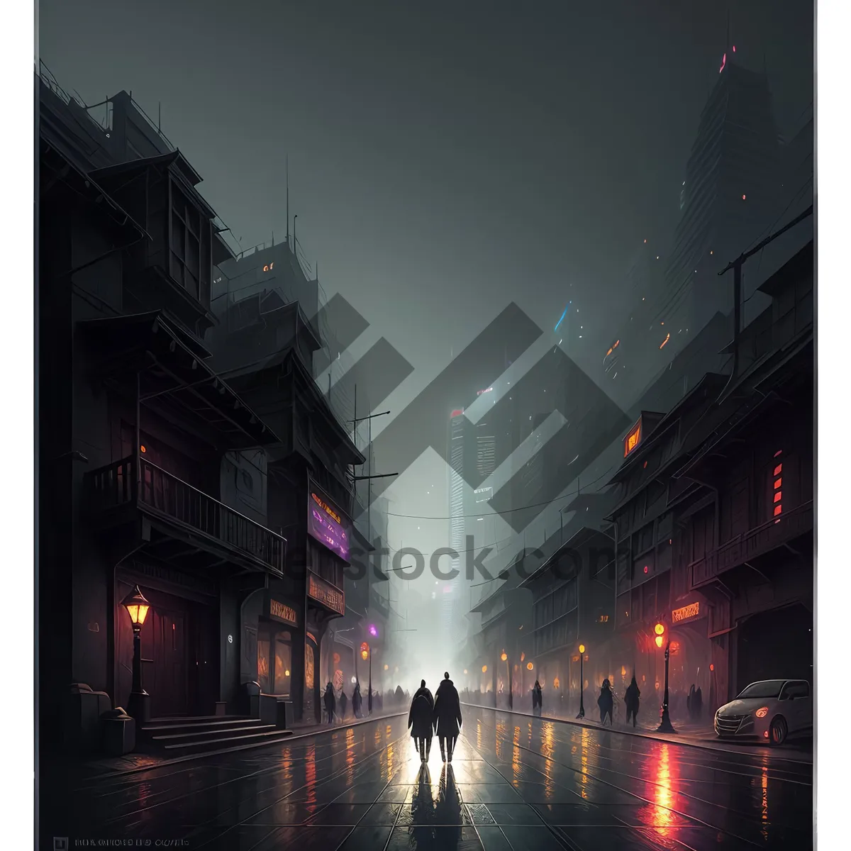 Picture of Cityscape Nightscape: Glowing Urban Reflections