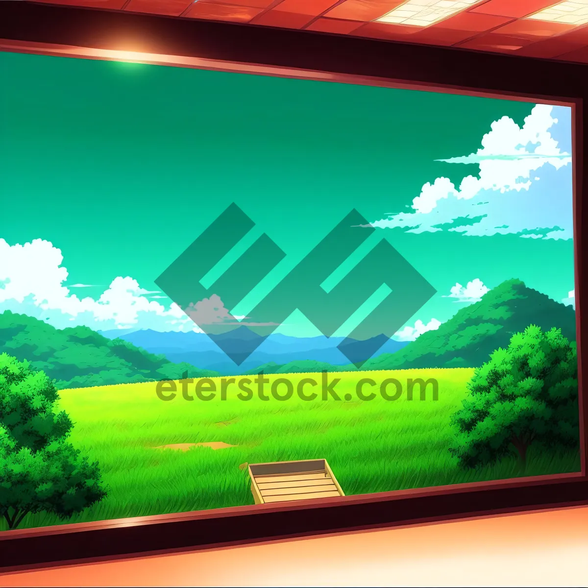 Picture of Vibrant Countryside Skyline with Rolling Hills