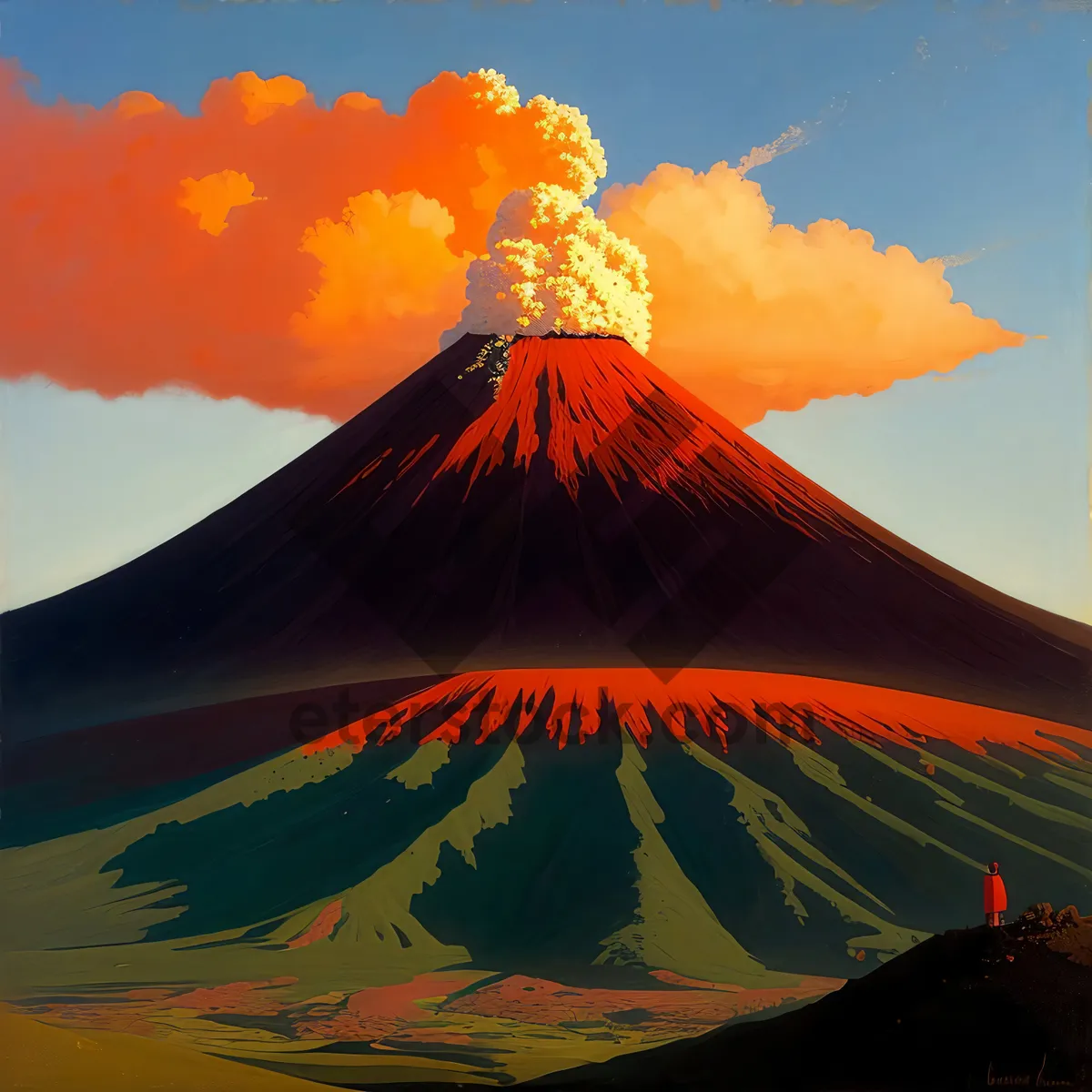 Picture of Flaming Mountain: Volcanic Fire and Natural Splendor.