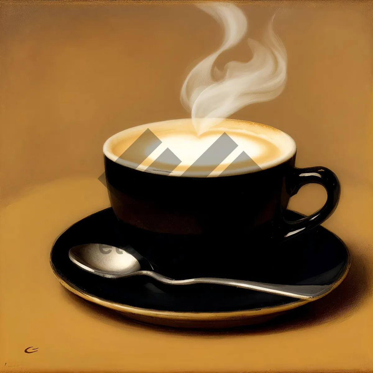 Picture of Hot Espresso Cup with Saucer and Spoon