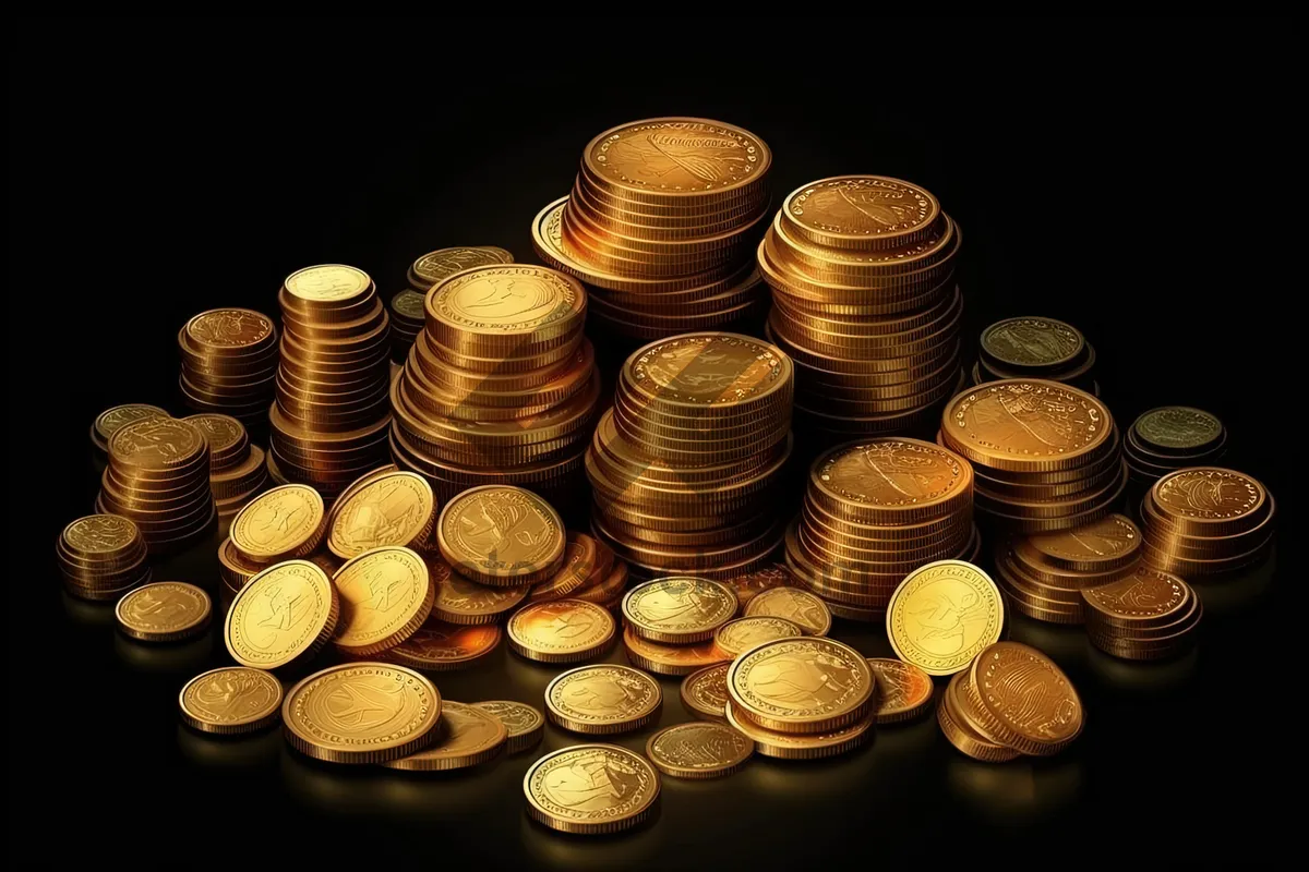 Picture of Golden Money Stack for Financial Success and Wealth.