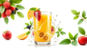 Fresh fruit tea in glass cup