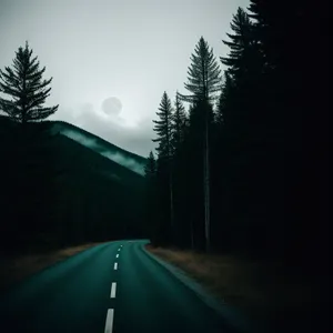 Speeding through the night on a highway.