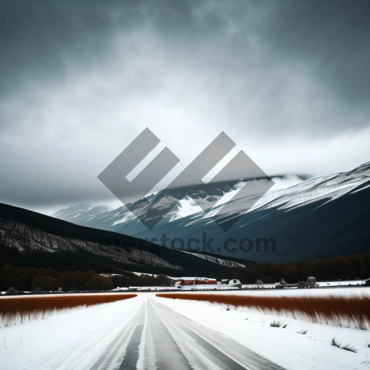 Picture of Snowy Mountain Landscape with Canvas Tent and Road