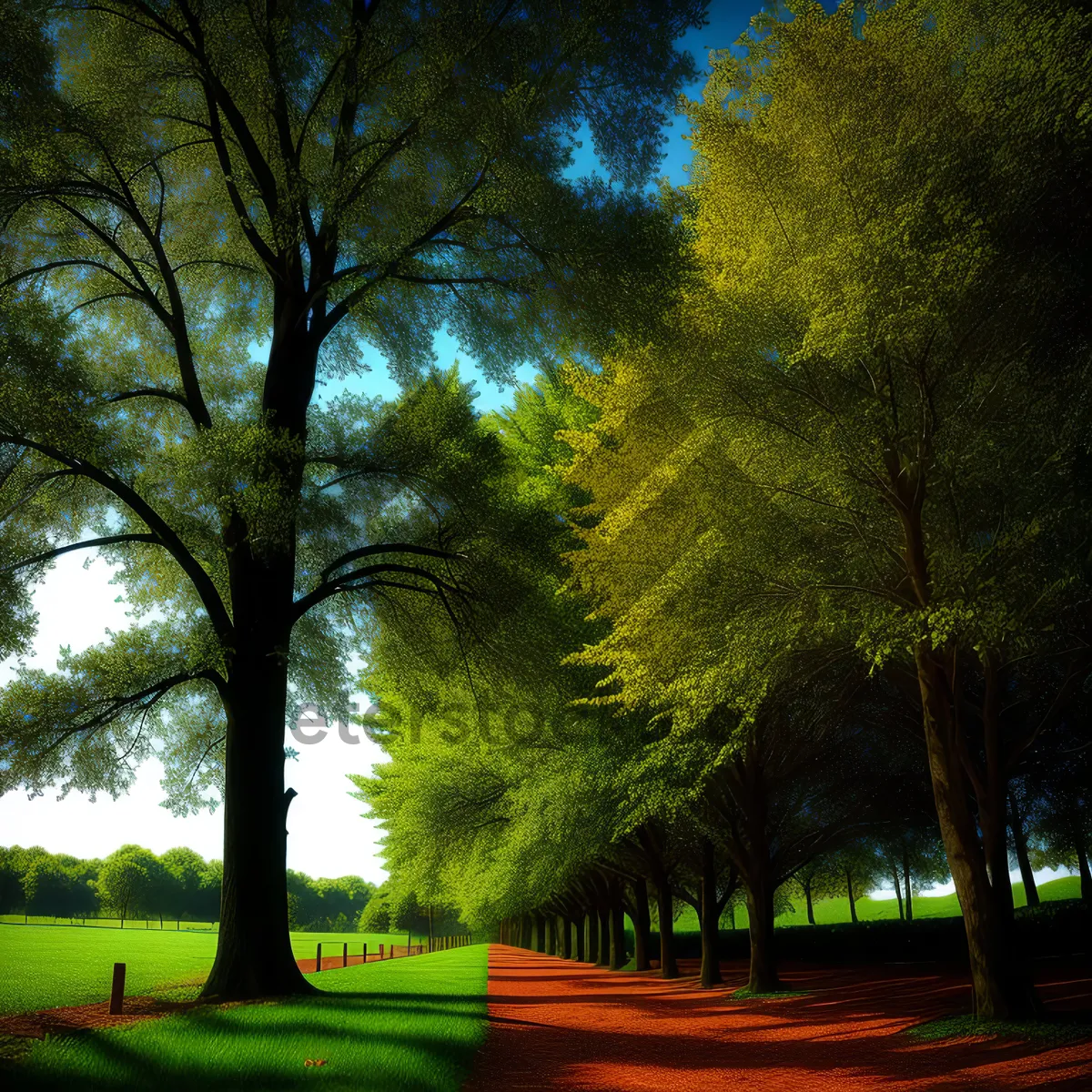 Picture of Serene Autumn Path through Wooded Park